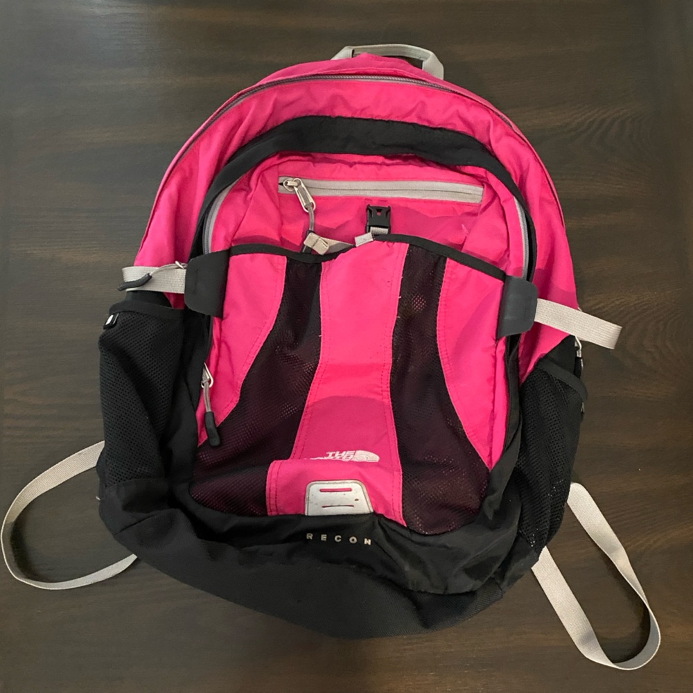 The North Face Recon Large Girls and Women’s Backpack Hot Pink and Black